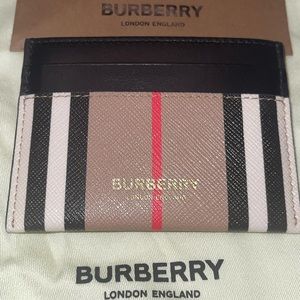 AUTHENTIC NEW Icon Stripe and Leather Card Case
